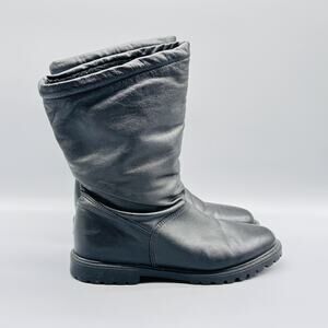 Regence Boots Women 6 Black Leather Mid Calf Winter Fleece Made Canada Vtg Snow